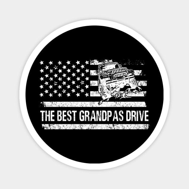 The Best Grandpas Drive Jeeps American Flag Father's Day Gift Papa Jeep 4th of July Magnet by Oska Like